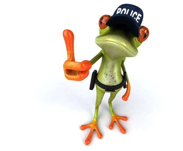 有趣3D卡通青蛙警察 3D说明 — 图库照片