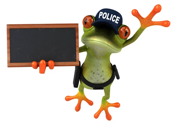 Fun Cartoon Frog Police Officer Illustration — Stock Photo, Image