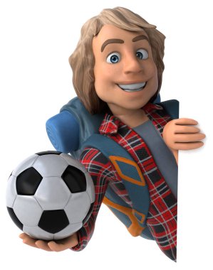 Komik çizgi film karakteri ile topu - 3d çizim