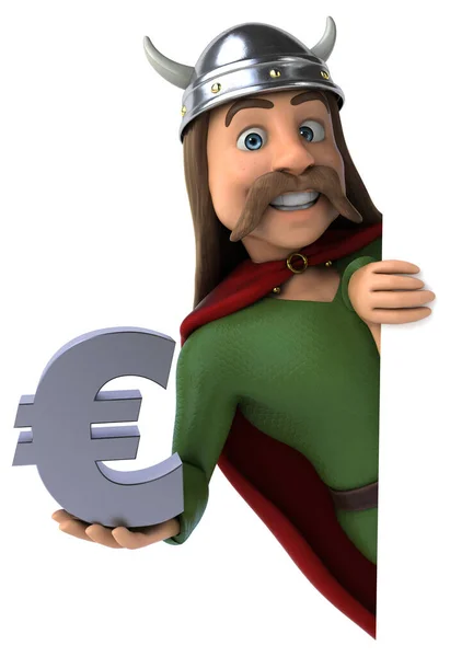 Grappig Stripfiguur Met Euro Illustratie — Stockfoto