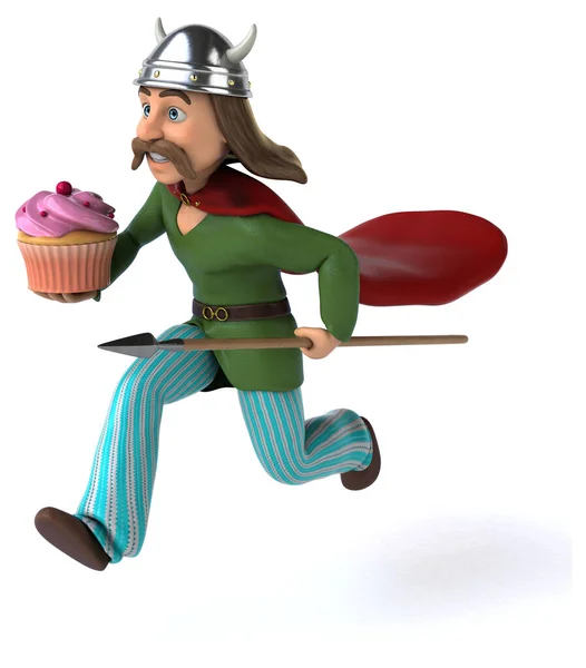 Lustige Cartoon Figur Mit Kuchen Illustration — Stockfoto