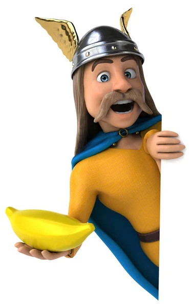 Funny Cartoon Charakter Bananem Ilustracja — Zdjęcie stockowe