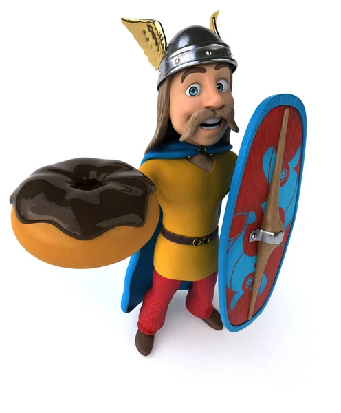 Lustige Cartoon Figur Mit Donut Illustration — Stockfoto