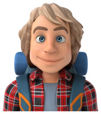 Erkek yalnız seyahat eden sırt çantalı - 3D Görüntü