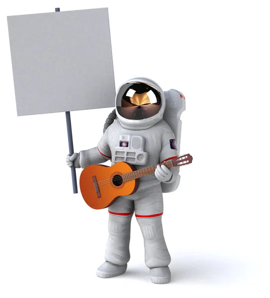 Lustige Cartoon Figur Mit Gitarre Illustration — Stockfoto