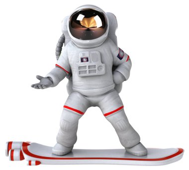 Eğlenceli astronot çizgi film karakteri - 3d İllüstrasyon