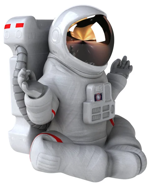 Fun astronaut  cartoon character - 3D Illustration
