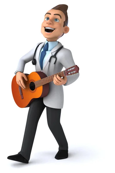 Lustige Cartoon Figur Mit Gitarre Illustration — Stockfoto