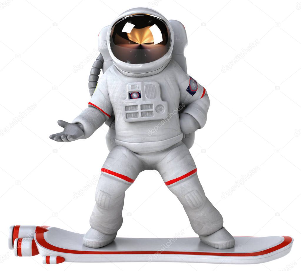 Fun astronaut  cartoon character - 3D Illustration