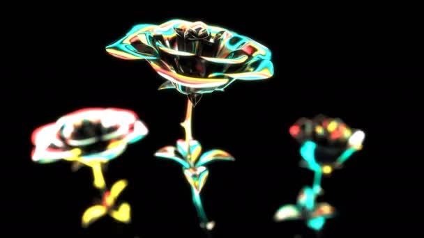 Metalen Bloemen Mooie Abstracte Achtergrond Illustratie — Stockvideo