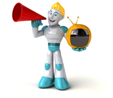 Televizyonlu Robot - 3D İllüstrasyon