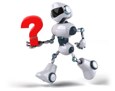 komik çizgi film karakteri ile soru - 3d çizim