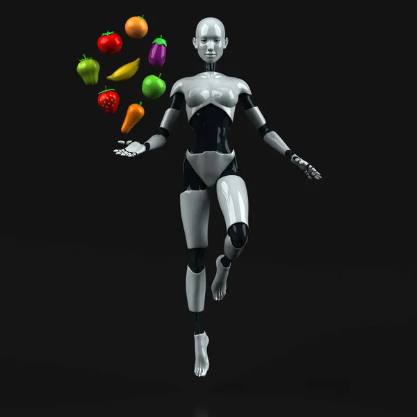 Roboter Mit Früchten Illustration — Stockfoto
