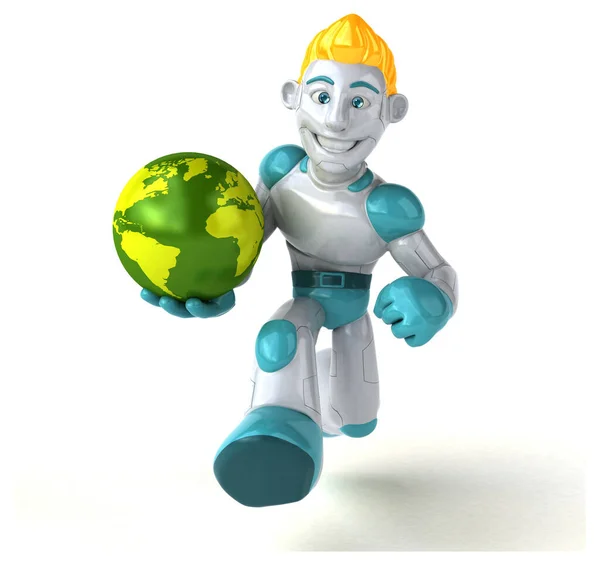 Robô Com Planeta Ilustração — Fotografia de Stock