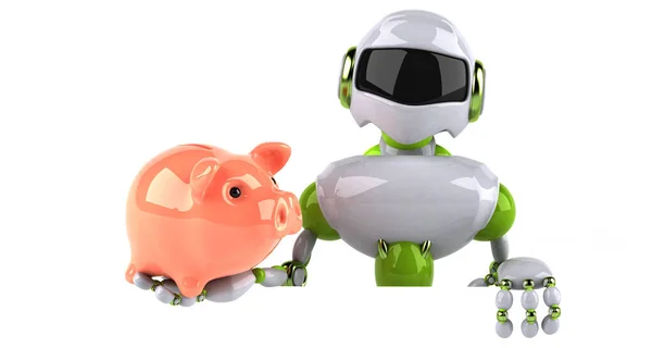 Robot Verde Bancă Porci Ilustrație — Fotografie, imagine de stoc