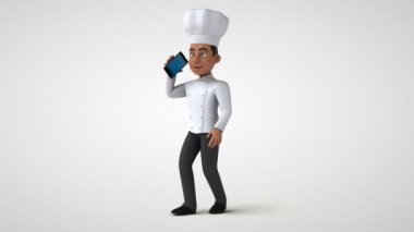 Akıllı telefonlu eğlenceli şef karakteri - 3 boyutlu animasyon 