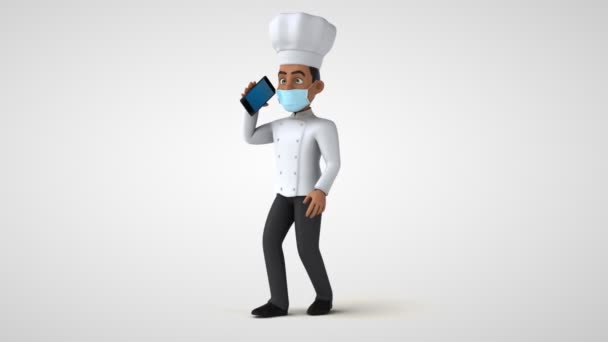 Animatie Van Een Tekenfilm Karakter Chef Kok Met Een Masker — Stockvideo