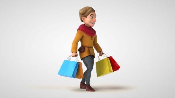 Animation Personnage Médiéval Historique Faisant Shopping — Video