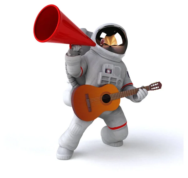 Astronauta Divertido Com Guitarra — Fotografia de Stock