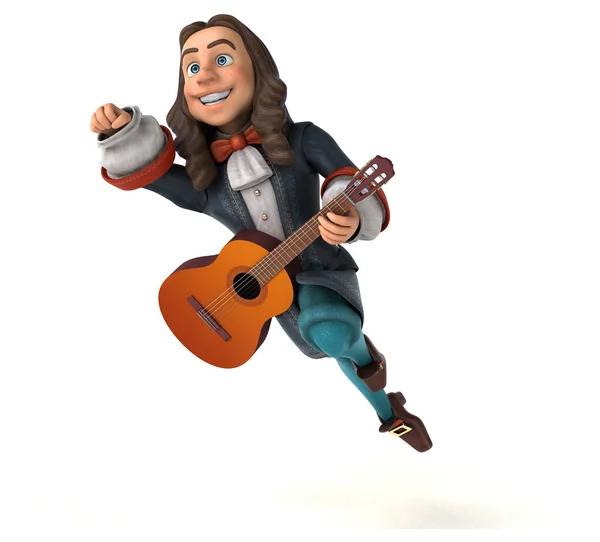 Illustration Eines Cartoon Mannes Historischem Barockkostüm Mit Gitarre — Stockfoto