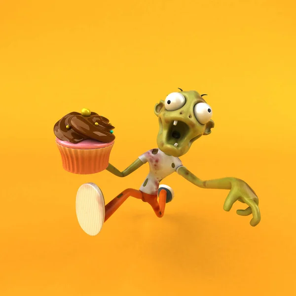 Zombie Amusant Avec Gâteau — Photo