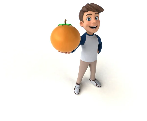 3D漫画のキャラクター楽しいですティーンとともにオレンジ — ストック写真