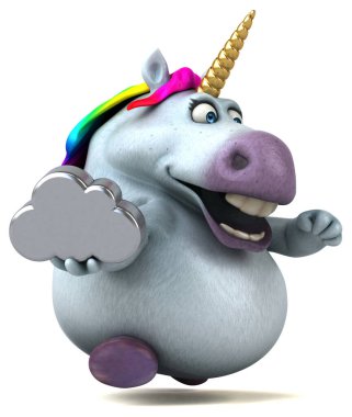 Bulutlu eğlenceli tek boynuzlu at 