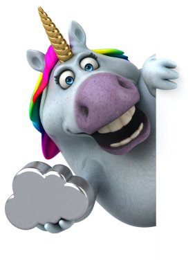 Bulutlu eğlenceli tek boynuzlu at 