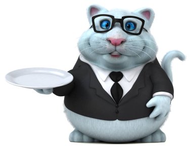 Tabaklı eğlenceli kedi. 