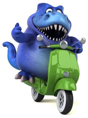 Scooter 'da Eğlenceli Trex - 3D İllüstrasyon