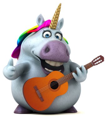 Eğlenceli tek boynuzlu at - 3D İllüstrasyon