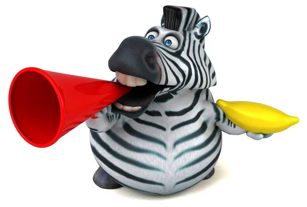 Leuke Zebra Met Banaan Illustratie — Stockfoto