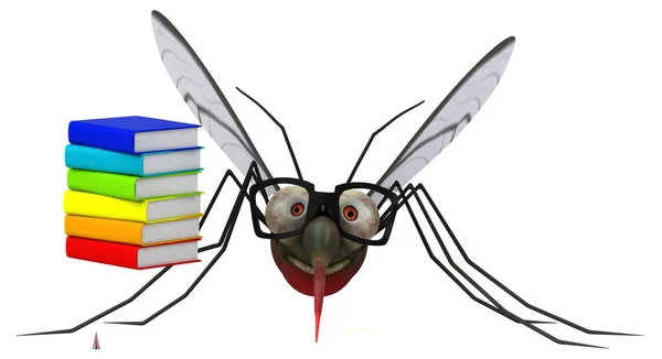Mosquito Personaje Con Libros — Foto de Stock