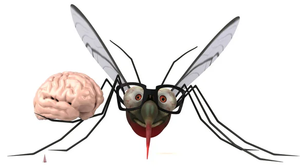 Mosquito Con Cerebro Ilustración —  Fotos de Stock