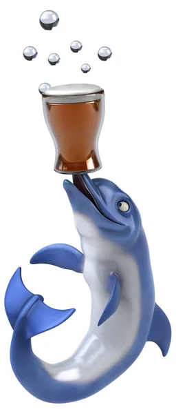 Fun Dolphin Beer Illustration — Stock Photo, Image