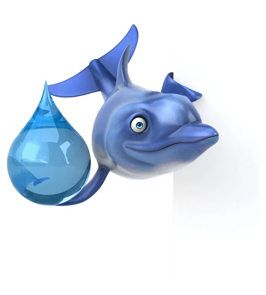 Kul Delfin Med Droppe Illustration — Stockfoto