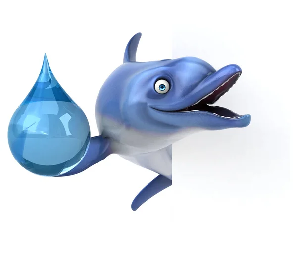 Leuke Dolfijn Met Druppel Illustratie — Stockfoto
