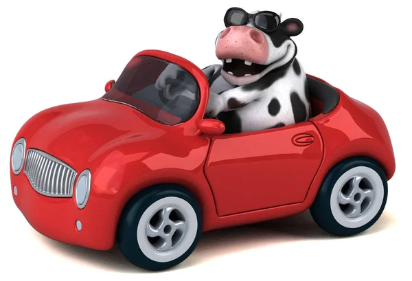 Vaca Divertida Carro Ilustração — Fotografia de Stock