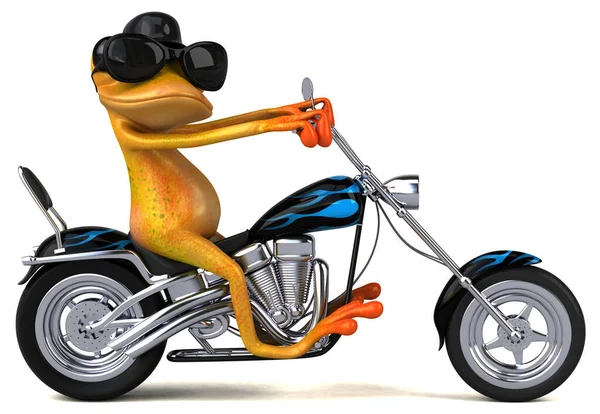 Grenouille Amusante Sur Moto Illustration — Photo