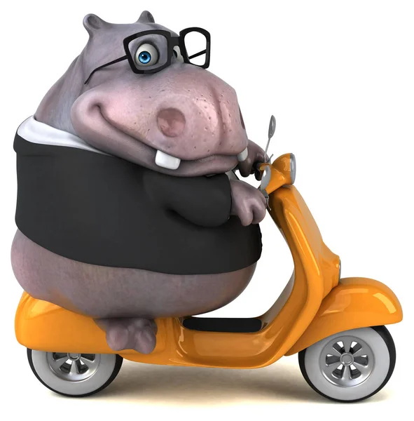 Leuke Hippo Scooter Illustratie — Stockfoto