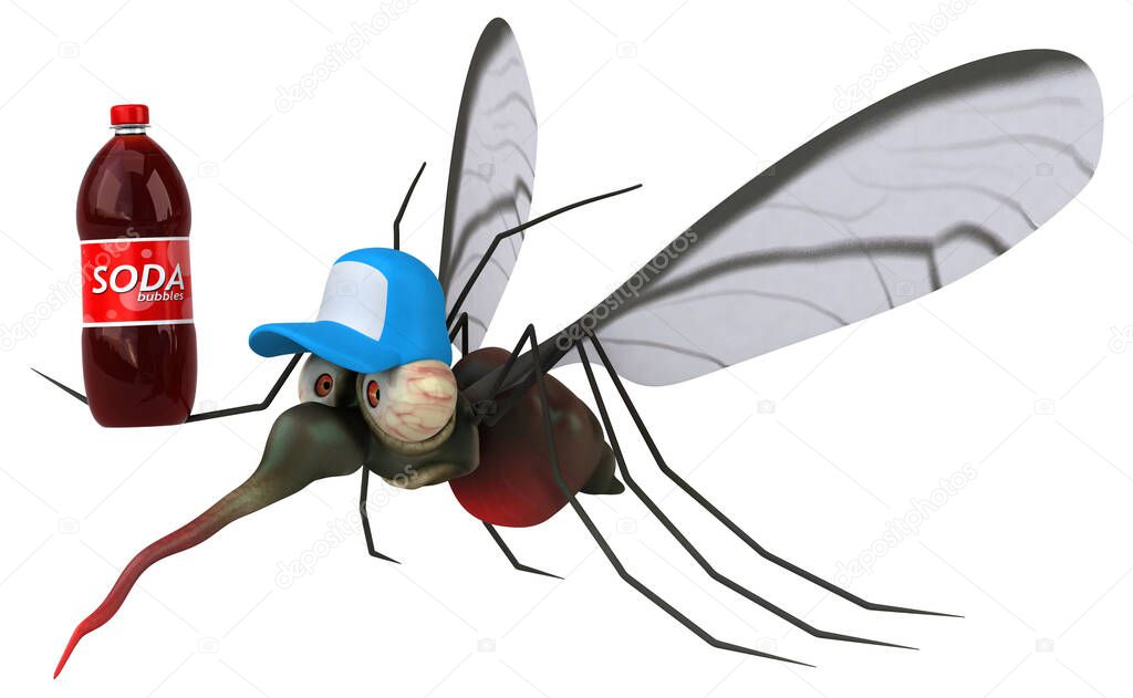 Mosquito character  with soda 