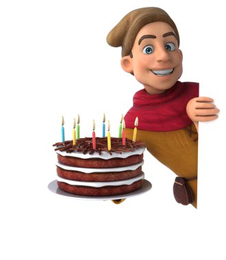 Ortaçağ tarihi bir karakterin kekli 3D görüntüsü 