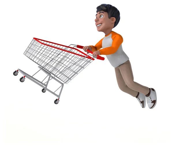 Fun Cartoon Asian Teenager Shopping — Stock Photo, Image