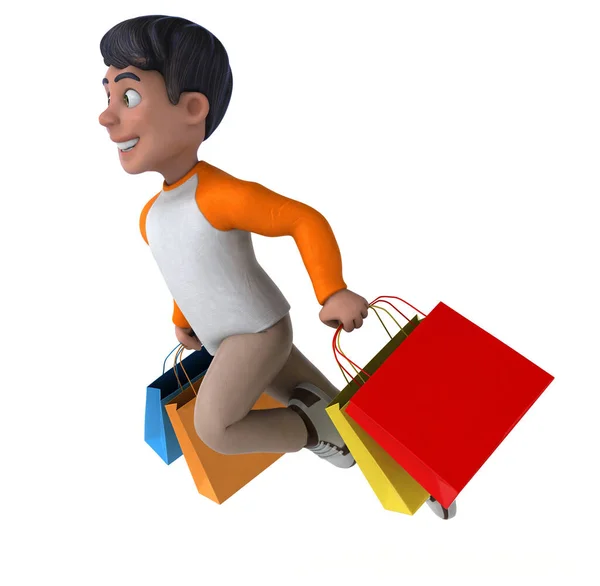 Spaß Zeichentrick Asiatische Teenager Shopping — Stockfoto