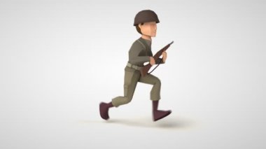 asker karakteri çalışıyor - 3B Görüntü