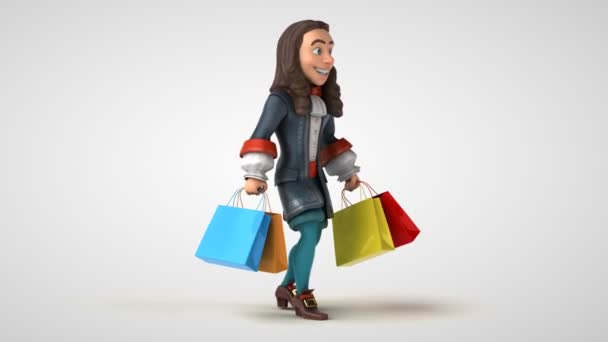 历史上在巴洛克服装店购物的卡通人物3D动画 — 图库视频影像