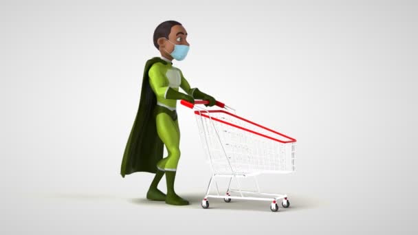 Superhelden Einkaufen Animation — Stockvideo