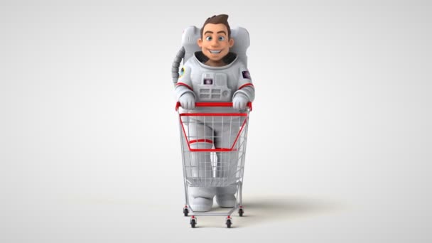 Shopping Divertente Astronauta Animazione — Video Stock