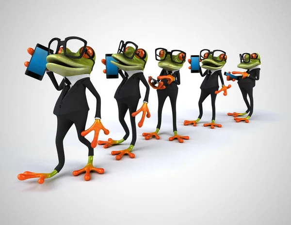 Ilustração Desenhos Animados Frogs Telefonando — Fotografia de Stock