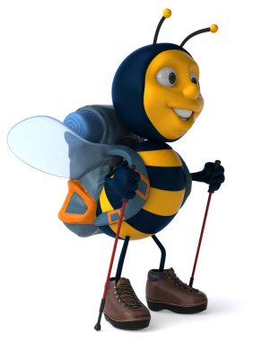Fun backpacker bee - 3D Illustration clipart